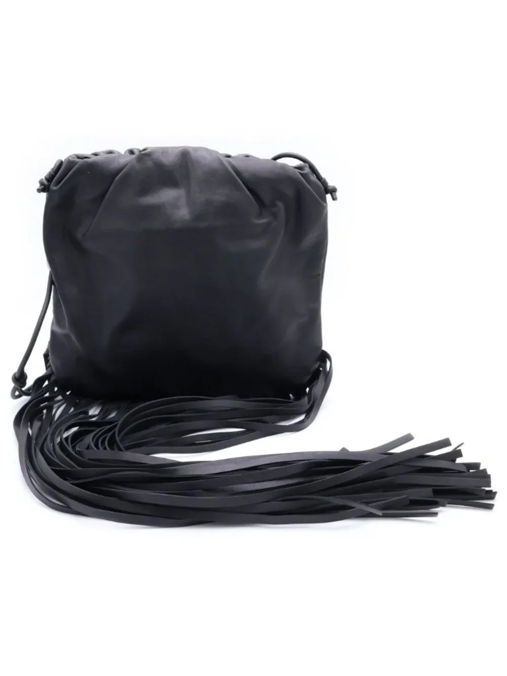 Bottega Veneta The Fringe Shoulder Leather Bag Black